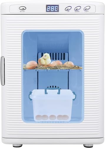 25L Reptile Egg Incubator with Temperature Control (10°c - 60°c), Portable Digital Cooling & Heating Lab Incubator for Small Reptiles, 12V/110V Compatible（White） - color: White