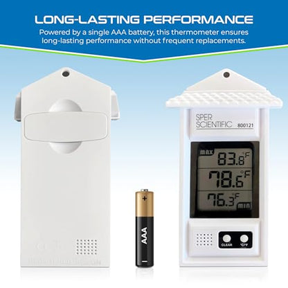 Sper Scientific Compact Digital Min/Max Thermometer 800121 - Wide Range Temperature Logger with Clear LCD Display - Ideal for Laboratories, Food Storage, HVAC & Greenhouses - 2 pc - size: 2 Pack