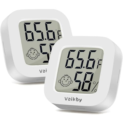 Vaikby Indoor Thermometer 2Pack, Humidity Gauge Meter Digital Hygrometer Room Thermometer for Home, Hight Accurate Temperature and Humidity Monitor for Greenhouse, Reptile, Humidors, Cellar, Office - size: ℉
