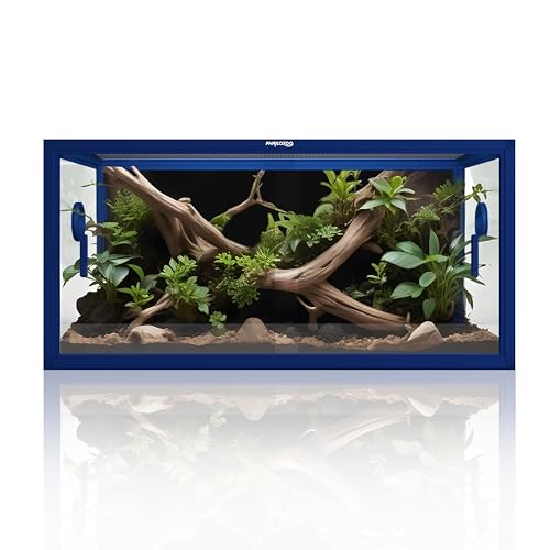 Stackable 50 Gallon Reptile Enclosure for Gecko, Juvenile Reptile | Optimal Ventilation & Light Penetration by Rust Proof Mesh Top, Easy Assembly within 6 Steps with Clear Instruction - color: Dart Blue, size: 50 Gallon