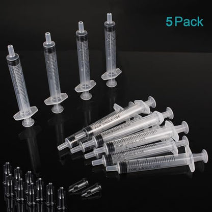 3ml Plastic Syringe Without Needle for Liquid - Measuring Syringes with Caps , Separate Sterile Packaging , Pet Medicine Small Syringe for Cats and Dog - 3 ml 5Pack