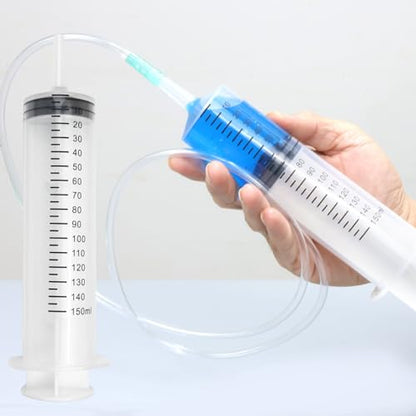150cc Plastic Syringe - Large Syringe for Liquid with 40" Tubing, Syringes for Liquid, 4 Pack - size: 150ml