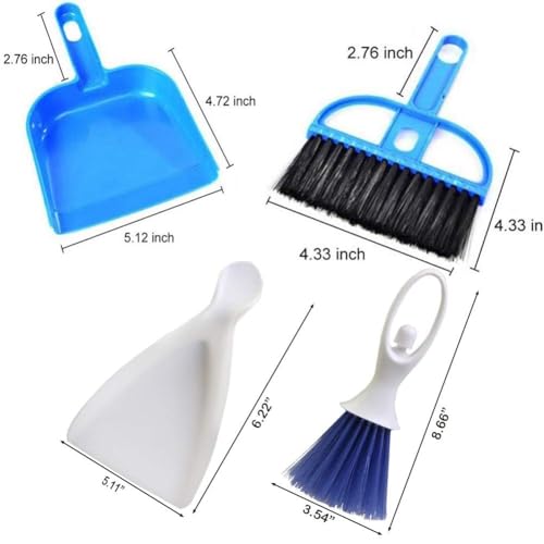 PINVNBY Mini Dustpan and Brush Set, Cage Cleaner for Guinea Pigs, Cats, Hedgehogs, Hamsters, Chinchillas, Rabbits, Reptiles, and Other Small Animals 2 Pack Mini Hand Broom and Dustpan - color: Blue