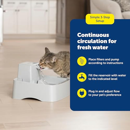 PetSafe Oasys Pet Fountain, 1 Gallon (128 oz), Cats & Small-Medium Dogs | Adjustable Water Flow, Whisker-Friendly Tray, Dishwasher-Safe, Replaceable Carbon & Foam Filters Included - size: 1 Gallon