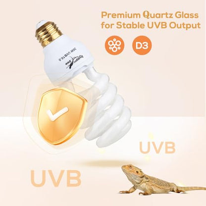 UVB Bulb for Reptiles, 10.0 26W UVB Light for Reptiles, Hygger zoo UVA UVB Reptile Light Bulb Reptile UVB Bulb UVB Light for Bearded Dragon Turtle Lizard Reptile Lamp Terrarium Lamp for Desert Reptile - size: 10.0-6.1 Inch