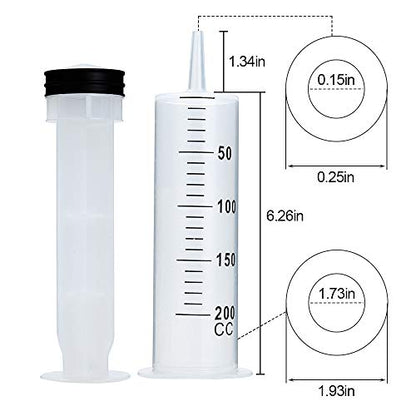 AKRAF 3 Pack 200ml Syringe for Scientific Labs, Refilling, Measuring - style: 200ml