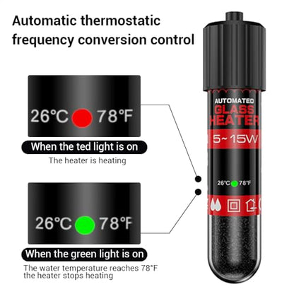 MiOYOOW Fish Tank Heater, 5/10/ 15W IP68 Waterproof Submersible Tank Heater 26℃/78℉ USB Aquarium Water Heater for 1-2 Gallons Tanks - color: 15W-3A