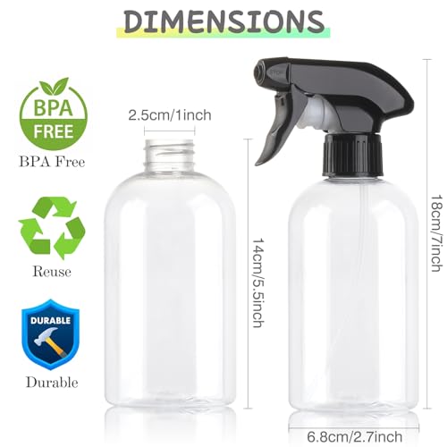 Bynccea Spray Bottle Empty Spray Bottles PET -10 oz/300 ml Plastic Water Sprayer bottles Refillable Containers Fine Mist Small Spray Bottles for Hair，Cleaning Solutions, Cooking