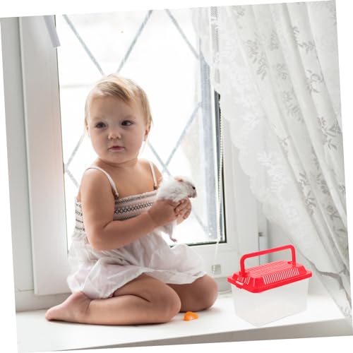 POPETPOP Portable Reptile Habitat Box Handheld Fish Tank for Goldfish Turtles Transparent Design Easy to Ventilated Container for Pet Travel