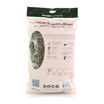 Mossify Spanish Moss, 150g 5.3Oz, Natural Dried Preserved | Plants, Indoor & Outdoor, Crafts, Terrariums, Floral Arrangements, Garden & Home Décor, Humidity Retaining - size: 150g (5.3Oz)