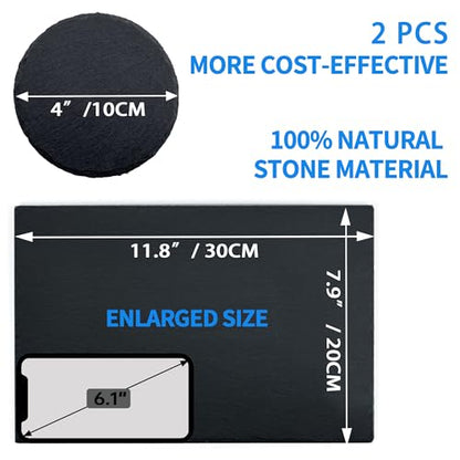 2 Pack Reptile Basking Platform 11.8 × 7.9" + 4", Reptile Slate, Basking Rock, Slate Tiles Rocks for Reptiles,Terrarium Bowls for Bearded Dragon Tortoise Turtle Ball Python Snake Lizard Gecko - size: 11.8 × 7.9 IN + 4 IN