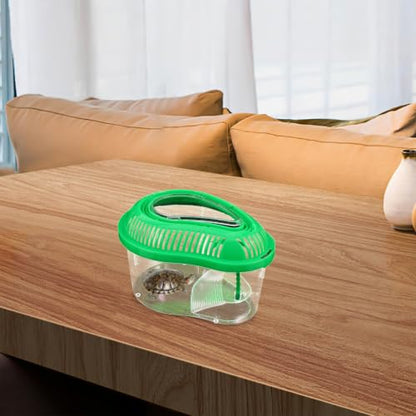 Portable Plastic Reptile Transport Container with Ventilation Holes and Secure Lid Design for Travel and Outdoor Use, Suitable for Turtles and Other Small Pets