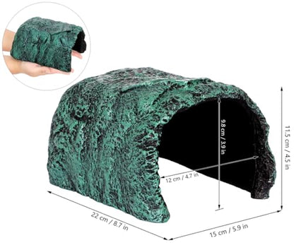Reptile and Amphibians Rock Hide Cave - Climbing and Hiding Spots, Terrarium & Aquarium Decor, Perfect for Bearded Dragons,Lizards,Snakes,Turtles,Geckos,Frogs,Small Animals - Large Size - style: Large Size ( Green )