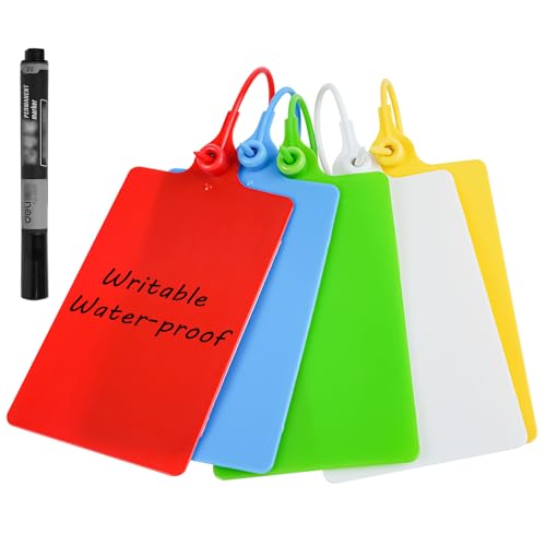 100 Plastic Labels Waterproof Shipping Tags for Labeling with Markers; 5 Colors - color: Mixed 5 Color