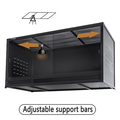 Reptile Tank 44''x20''x20'' ToxiRium Large PVC Reptile Enclosure 76 Gallons for Bearded Dragon Gecko Lizard Snake, Wide Lounge Vivarium Area with Sliding Doors Lock | Modular Design, Heat & Humidity Retention, Sliding Glass Doors, Removable Top Cover & Ea
