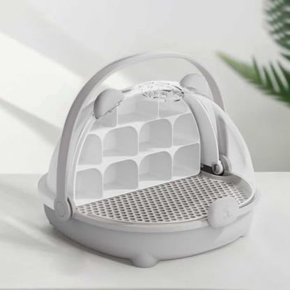 Silkworm Growth Box, Silkworm Breeding Box with Transparent Space Capsule Design, Portable Reptile Feeding Box Transparent Animal Habitat Cage with Handle (Grey) - color: Grey