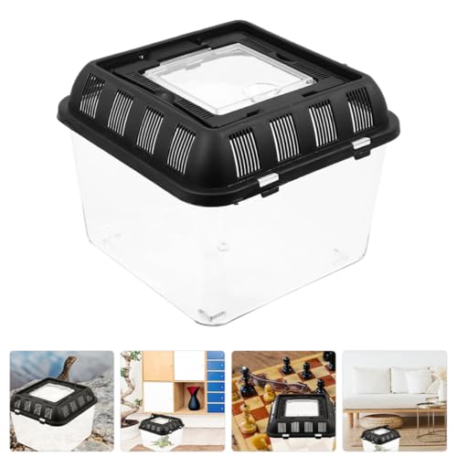Transparent Reptile Breeding Box with Handle Sturdy Turtle Carrier for Feeding and Transport Wear-Resistant Holder Suitable for Various Reptiles and