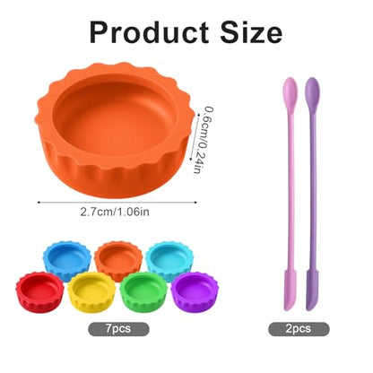 7 Pcs Reusable Small Reptile Feeding Dish, Crested Gecko Food and Water Dish and 2 Pcs Spoon, Silicone Reptile Food Bowl, Reptiles Food-Dish, Tank Accessories for Small Pets (8 Colors)