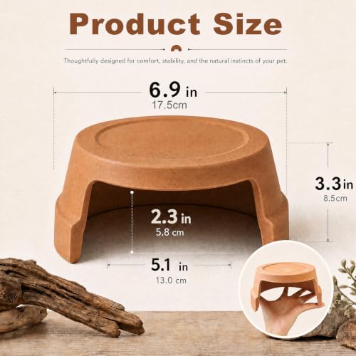 Terracotta Reptile Hide, 6.9x6.9 Bionic Humid Hideout with Smooth Entrance | Fish Tank Decorations, Basking Platform for Turtle, Frog, Toad, Bearded Dragon, Leopard Gecko, Snake, Crested Gecko