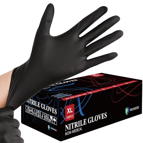 Nitrile Disposable Gloves,4mil-100 Count,Gloves Disposable Latex Free,Powder Free for Cooking,Household,Food safe - size: Medium, style: Black of 100