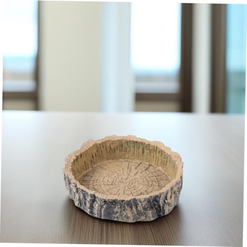 Mipcase Tortoise Hide Gecko Accessories Reptile Supplies Resin Feeding Bowl Natural Tree Stump Shape Reptile Food Storage Container Water Feeder