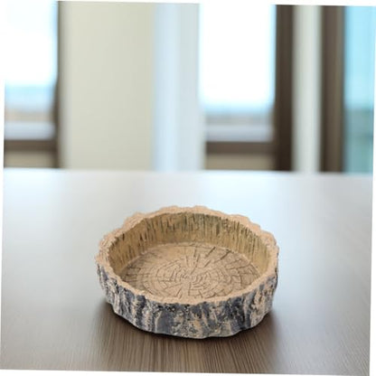 Mipcase Tortoise Hide Gecko Accessories Reptile Supplies Resin Feeding Bowl Natural Tree Stump Shape Reptile Food Storage Container Water Feeder