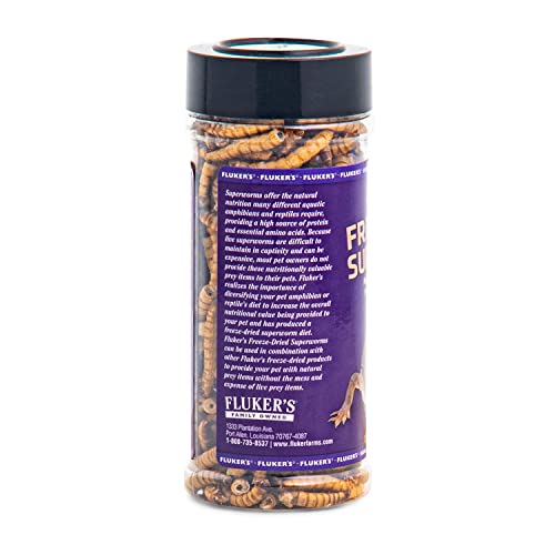 Fluker's Freeze Dried Superworms, for Reptiles, Ideal for Lizards, Reptiles, Birds, Fish, Hedgehogs, 1.7 oz