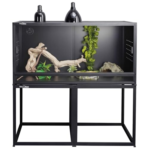 Reptile Enclosure Stand Bundle: Elevate Your Habitat - Includes Stand and Extra Enclosure for a Complete Elevated Setup 48 inches Width(Black) - color: Black, size: L-48''-Stand with enclosure
