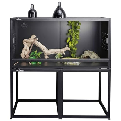 Reptile Enclosure Stand Bundle: Elevate Your Habitat - Includes Stand and Extra Enclosure for a Complete Elevated Setup 48 inches Width(Black) - color: Black, size: L-48''-Stand with enclosure