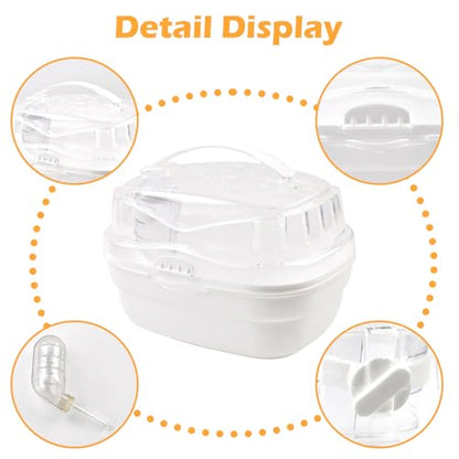 Hamster Carrier Cage with Water Bottle,Portable Hamsters Travel Cage Plastic Guinea Pig Carrying Cases Small Animal Carry Cage for Dwarf Hamsters Chinchillas Hedgehog Mouse(White) - color: 【White】
