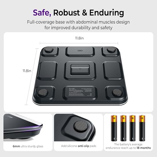 Bathroom Scales Digital Weight, Topnotch Quality 450lb Weight Scale, Most Accurate to 0.05lb, Automatic Weighing Scale for Body Weight, Baby, Pet, Larger LED, Sturdy and Durable Base Machine - color: Black, size: 11.8*11.8in