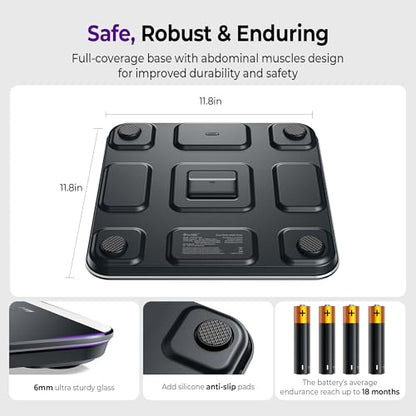 Bathroom Scales Digital Weight, Topnotch Quality 450lb Weight Scale, Most Accurate to 0.05lb, Automatic Weighing Scale for Body Weight, Baby, Pet, Larger LED, Sturdy and Durable Base Machine - color: Black, size: 11.8*11.8in