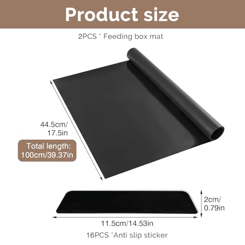 2 Pcs Reptile Carpet Bedding, 35.4×15.7" Bearded Dragon Tank Accessories with 16 Pcs Anti-Slip Pads, Leopard Gecko Tank Liner Mat for Bearded Dragons, Lizards, Geckos, Snakes & All Reptiles