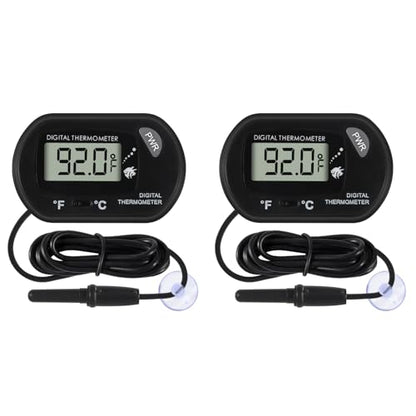 2Pcs Aquarium Thermometer Fish Tank Thermometer Reptile Fahrenheit Terrarium Water Temperature Indicator Test Digital with LCD Display Fahrenheit/Celsius - color: 2PCS