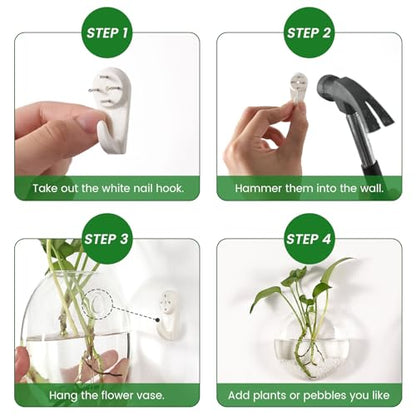 DomeStar Set of 6 Wall Vases, Wall Mounted Propagation Station | Hanging Glass Vases, Terrarium Station for Hydroponics, Plants Home Office Decor (5 Inch) - size: 6pcs