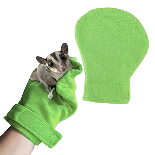 Sugar Glider Bonding Mitt Bite Small Animals Bonding Calming Glove Absorbent Plush Quick Dry Keep Warm Adjustable Size (Green) - color: Green