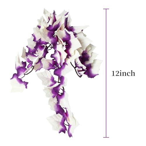 Aquarium Artificial Plant Reptiles Plants with Suction Cup for Terrarium Fish Tank Landscape Decoration Hanging Silk Purple Leaves Plants - color: Purple Leaves, size: 12INCH