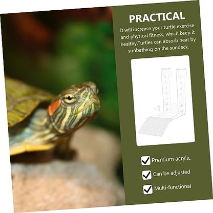 GALPADA 1set Acrylic Turtle Basking Platform Climbing Ledge for Aquatic Turtles Frogs and Lizards Removable Design for Easy Installation Fish Tanks and Tortoise Habitats - size: 15.5X15X9CM