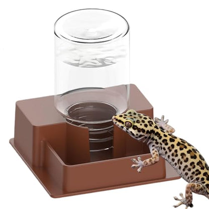 Bearded Dragon Water Bowl, Self Dispensing Fountain for Terrarium with Constant Supply, Reservoir Basin Unit, Home Garden Yard Outdoor Habitat Decor for Chameleon Iguana Frog Medium - size: Medium