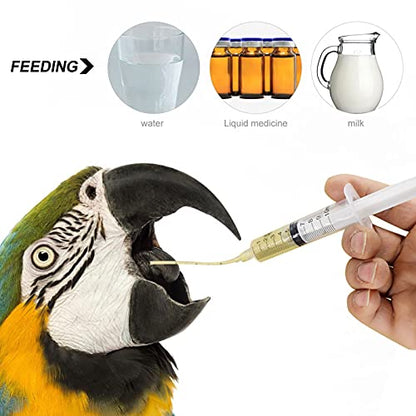 balacoo Bird Feeding Syringe Set with Tubes 3 Sizes 1.69Oz 0.85Oz & 0.34Oz Capacity Clear Plastic Hand-Feeding Tool for Baby Parrots Pigeons Doves and Snakes Includes 5 Thin Injecting Tubes