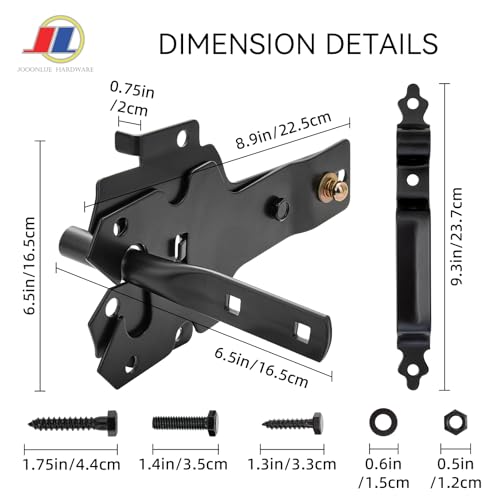 Gate Latch Set, Gate Handle & Latch, Heavy Duty, Black | Modern black gate latch set with handle for wooden fences and outdoor gates; heavy duty anti-rust hardware for yard and farm. - size: Modern Door Post
