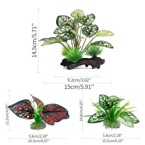 Moonorange Reptile Artificial Plants, Terrarium Plants Decorations Supplies, Aquarium Fish Tank Plant, Amphibian Habitat Hideout Tank Accessories(M Set-4pcs/B) - color: M Set-b
