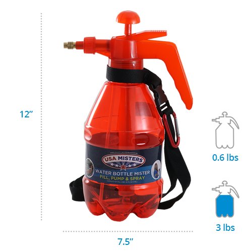 Classic USA Misters 1.5 Liter Personal Water Mister Pump Spray Bottle - color: Red