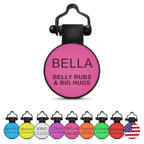 The Original Silicone Silent Dog Tag - Personalized Engraved Soundless Pet ID - As Seen On Shark Tank - Durable - Never Fades - Mini-Circle - Pink - color: Pink, size: Mini-Circle