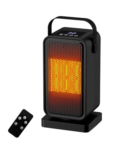 Small Space Heater for Indoor Use, Fast Heating Portable Desk Heater, Dual Power Modes, Timer & Overheat Protection – Personal Space Heater for Bedroom, Office, Home - color: BLACK