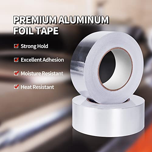 TAPEBEAR Heat Shield Tape Aluminized Fiberglass Cool Tape 2inch x 65Yards | Self-Adhesive Reflective Thermal Barrier Tape Heat Resistant for Air Dryer Vent, HVAC, Heating Unit, Auto, Pipe, 196Ft - size: 2inch x 65yard