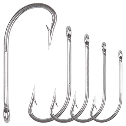 Saltwater Fishing J Hooks O'Shaughnessy Forged Extra Strong Stainless Steel Trolling Sea Bass Striper Snapper Fishing Hooks, Size 1/0-10/0 - size: 4/0-30pcs