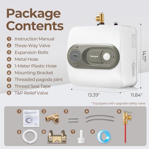 Electric Tank Water Heater, 8-Gallon Under Sink Instant Hot Water Tank，Equipped with Digital Temperature Display for RV, Camper, Kitchen, Food Truck，Wall or Floor Mounted, Grey - color: Gray, style: 8 Gallon