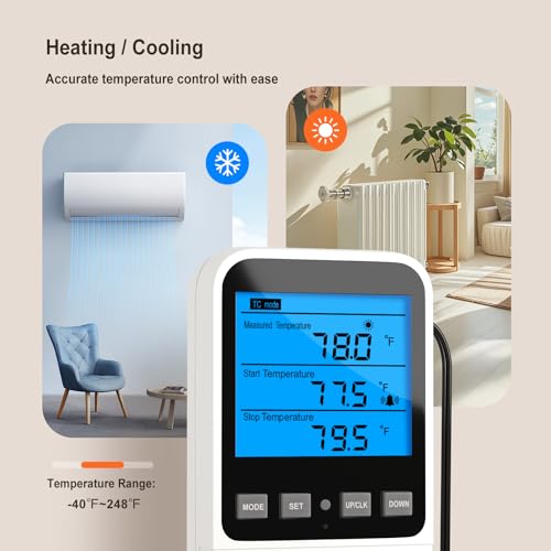 INKBIRDPLUS Plug in Thermostat Timer with Cycle Time Period Control, Heating/Cooling - style: Temp+Multi-Stage Program