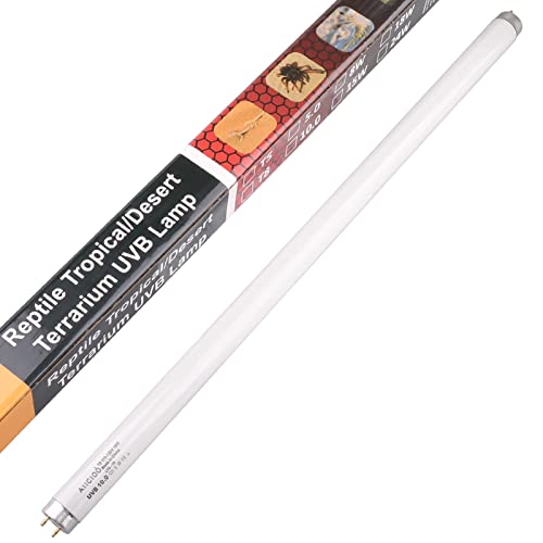 Aiicioo T8 UVB Reptile Light - 10.0 Reptile Fluorescent Light Bearded Dragon Desert UVB Bulb 24 inch 18 watt for Reptile Turtles Chameleon Tortoises Lizard - style: T8 Tube-18W 10.0